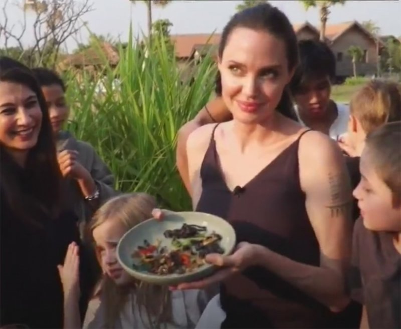 Анджелина Джоли накормила детей тарантулами и скорпионами